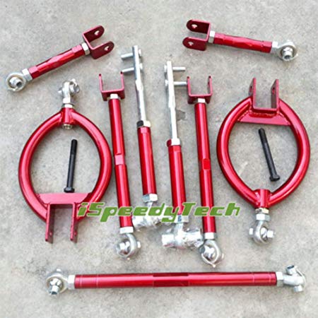 Ispeedytech For Nissan 240SX S13 300ZX Z32 Rear Camber Tension Traction Toe Suspension Kit (red)