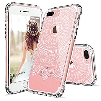 iPhone 7 Plus Case, iPhone 7 Plus Clear Case, MOSNOVO White Floral Henna Mandala Clear Design Printed Transparent Hard with TPU Bumper Protective Case Cover for iPhone 7 Plus (2016)