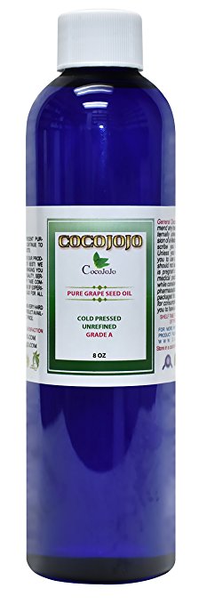 Grapeseed Oil - Organic Pure Natural Cold Pressed 8 oz Hair Face Skin Massage Moisturizing Premium Quality