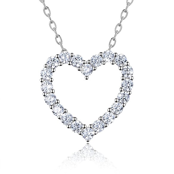 925 Sterling Silver Diamond Heart Necklace - Billie Bijoux Platinum Plated “You Are My Diamond” Love women pendant