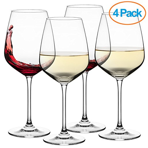 Culinaire 18 Ounce Wine Glasses Set Of 4 Exceptional elegant crystal Ideal For Weddings, Anniversary, Engagement Party Excellent Gift For Wine Enthusiasts Red Or White Wine