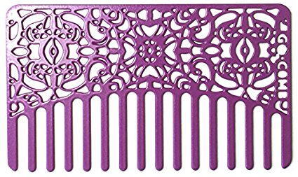 Go-Comb - Wallet Comb - Sleek, Durable Wide Tooth Metal Hair Comb - Orchid Lace Design