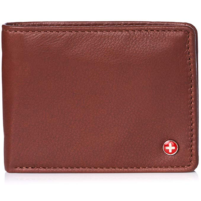 Alpine Swiss Mens Leather Flipout ID Wallet Bifold Trifold Hybrid