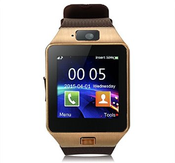 EasySMX Bluetooth Smart Watch Phone Smartwatch Wristwatch with 20MP Camera for Samsung HTC Huawei Xiaomi Android Smartphones Gold