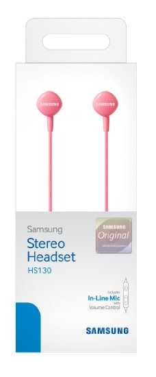 Samsung HS130 Wired Stereo Earbud 35mm universal headset with In-Line Multi-Function AnswerCall Button Pink