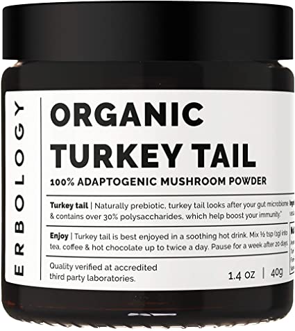 Organic Turkey Tail Powder 1.4 oz - 100% Adaptogenic Mushroom - Gluten-Free - No Added Starch - Non-GMO - Made in Europe