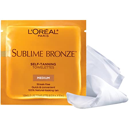 L'Oreal Paris Skincare Sublime Bronze Self-Tanning Towelettes, Streak-Free, Natural Looking Tan, 6 ct.