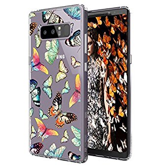 Galaxy Note 8 Case, Galaxy Note 8 Cover, MOSNOVO Fashion Butterfly Pattern Clear Design Transparent Plastic Hard Back Case with TPU Bumper Protective Case Cover for Samsung Galaxy Note 8