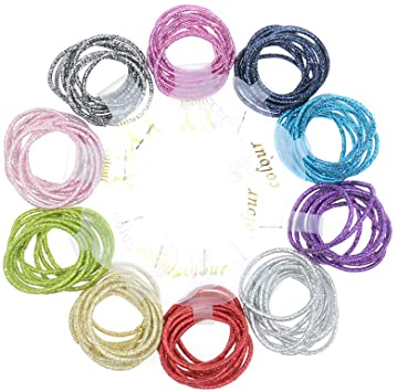 100 Pcs Glitter Colored Baby Girls' Elastic Hair ties Hair Bobbles Accessories for toddlers