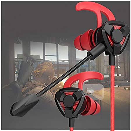 DishyKooker Gaming Earbuds with Mic Gaming Earphones Earphones in-Ear Headset Stereo Sound Headphone& 3.5MM PC Gaming Accessories G9 red