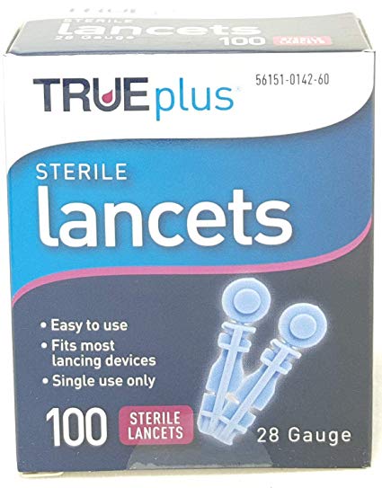TRUEplus Sterile Lancets 28 Gauge, 100 Count Per Box (4 Boxes)