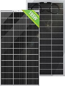 ECO-WORTHY Bifacial Solar Panel 2pcs 195 Watt 12 Volt Monocrystalline Solar Panel Module Off Grid PV Power for Home, Camping, Boat, Shed Farm, RV