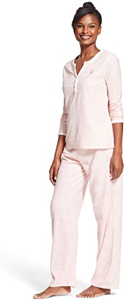 U.S. Polo Assn. Womens Casual Long Sleeve Shirt and Pajama Pants Sleep Sleepwear Set