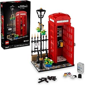 LEGO Ideas Red London Telephone Box Model for Adults, London Phone Booth and Cell Phone Holder for Build and Display, Creative Gift Idea for Travelers, London Souvenir for Home or Office Décor, 21347