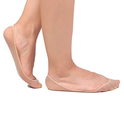 Soxbang 4 Pairs Women's Low Cut No Show Liners Socks Sponge Padded Summer Ultrathin Sheer Socks Nonslip