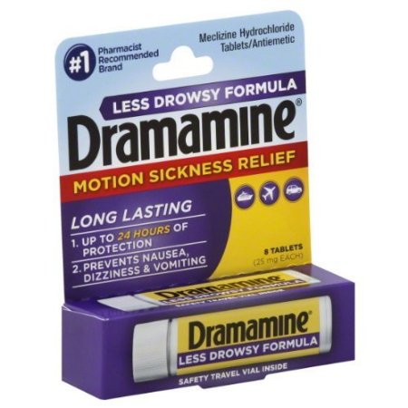 Dramamine Tablets Less Drowsy Formula, 8 tablets (Pack of 3)
