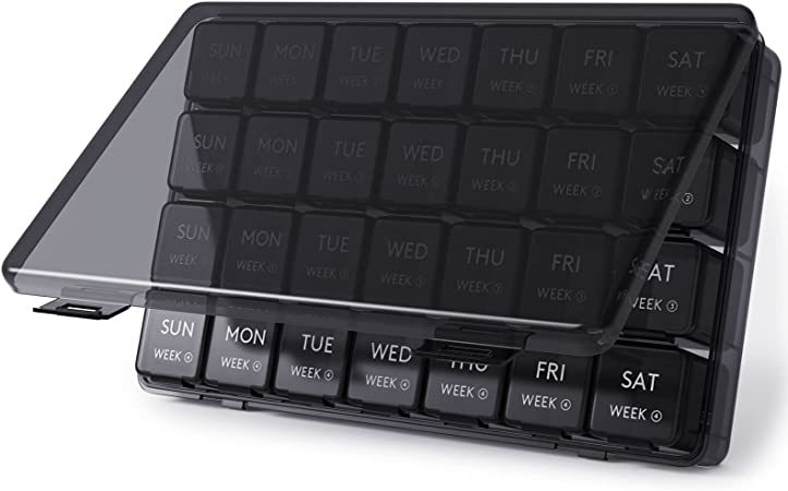 Lifewit Monthly Pill Organizer, 28 Day Pill Box, 4 Weeks One Month Pill Cases, Large Compartments Medicine Organizer for Vitamins, Fish Oils, Supplements