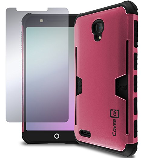 Alcatel Go Play Case, One touch Conquest Case, CoverON Smart Armor Series Slim Protective Corner Bumpers and Screen Protector for Alcatel One Touch Go Play / Conquest - Hot Pink / Black