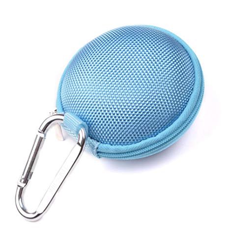 Case Star ® Light Blue Earphone handsfree headset HARD EVA Case - Clamshell/MESH Style with Zipper Enclosure, Inner Pocket, and Durable Exterior   Silver Climbing Carabiner With Case star cellphone bag