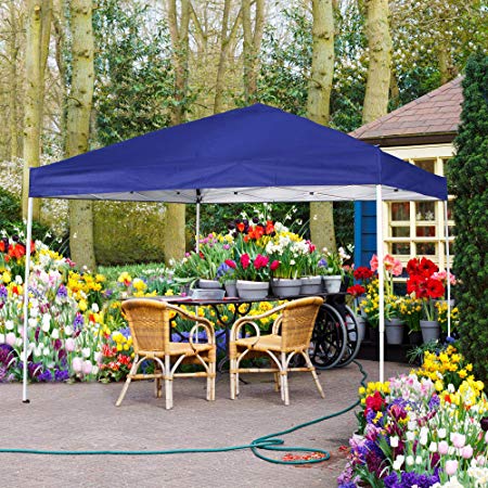 FurniTure Canopy Outdoor Canopy Tent 10' x 10' Easy Set Up with Hand Bag Pop Up Canopy Tent Commercial Party Folding Canopy, Blue