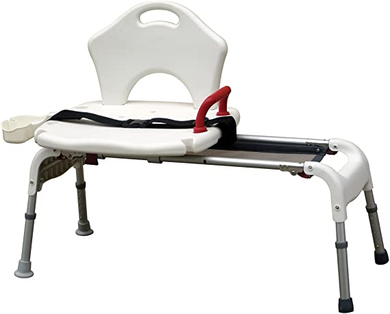 Drive Medical Folding Universal Sliding Transfer Bench, White