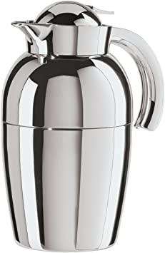 Oggi (6515.0) Senator Carafe with Press Button Top and Glass Liner, 1-Liter, Silver