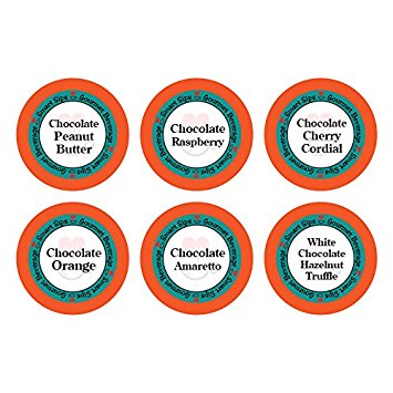 Smart Sips, Chocolate Obsession Gourmet Coffee Variety Sampler Pack, 24 Count for Keurig K-cup Brewers - Chocolate Cherry Cordial, Chocolate Peanut Butter, Chocolate Amaretto, Chocolate Raspberry, White Chocolate Hazelnut Truffle, Chocolate Orange