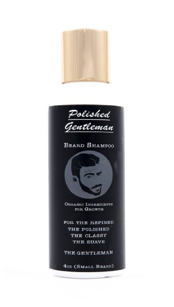Polished Gentleman Beard Growth and Thickening Shampoo - With Organic Beard Oil - For Best Beard Look - For Facial Hair Growth - Beard Softener for Grooming - 4oz Small beard
