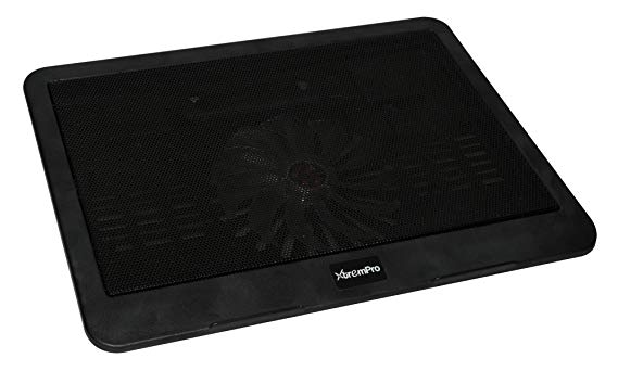 XtremPro Laptop Cooler Cooling Pad, Mat for 12" 13" 14" inch, Ultra Slim Portable USB Powered Borderless Metal Mesh Surface w/ 1 Quiet Fans at 1500 RPM w/ LED Light - Black 1 Fan (11066)