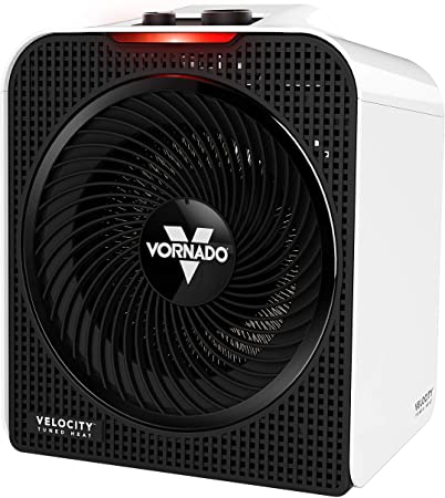 Vornado Velocity 3 Space Heater with 3 Heat Settings, Adjustable Thermostat, and Advanced Safety Features, Small, White