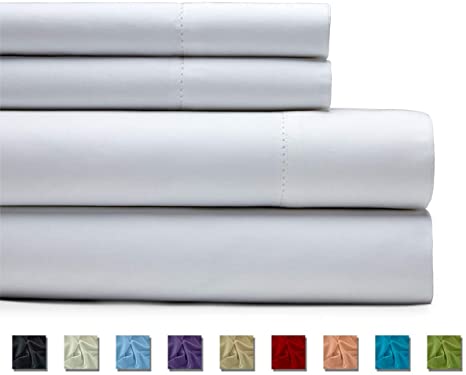 Kotton Culture 1000 Thread Count 4 Piece Sheet Set Premium 100% Egyptian Cotton Deep Pocket Solid Luxurious Hotel Class Bedding Super Soft (Twin, White)