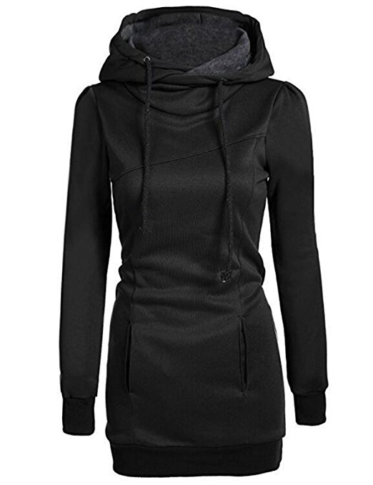 Tobrief Women's Funnel Neck Hooded Pullover Hoodie Tunic Sweatshirts with Pockets
