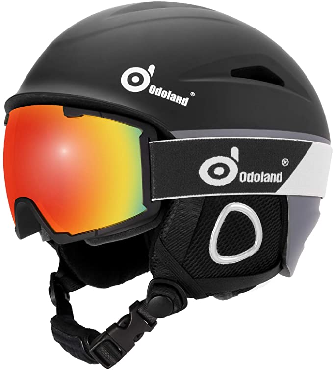 Odoland Ski Helmet with Ski Goggles, Multi-Options Snowboard Helmet and Goggles Set for Men Women and Youth