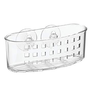 InterDesign Kitchen Sink Sponge Holder with Suction for Scrubbers, Soap Bars – Pack of 2, Clear