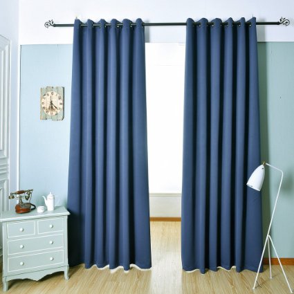 HVersailtex Thermal Insulated Innovated High Density Microfiber Home Fashion Blackout Curtains Window DrapesGrommet Top52 by 63 - Inch - Navy Blue - Set of 2 Panels