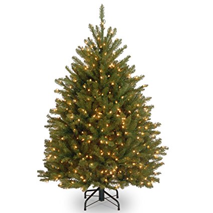 National Tree 4.5 Foot Dunhill Fir Tree with 450 Clear Lights, Hinged (DUH-45LO)
