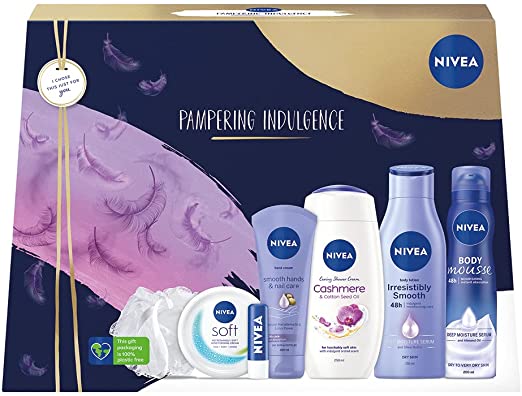 NIVEA Pampering Indulgence Giftset, Indulgent Gifts for Her with 7 NIVEA Products, Moisturising and Nourishing Gift Set, Contains A Selection of NIVEA Gifts for Women