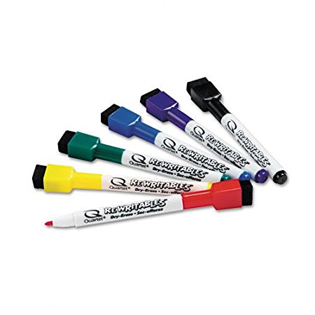 Quartet® ReWritables Dry Erase Mini-Markers, Fine Point, Six Colors, 6/Set