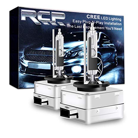 RCP D3R6 - (A Pair) D3R 6000K Xenon HID Replacement Bulb Diamond White Metal Stents Base 12V Car Headlight Lamps Head Lights 35W