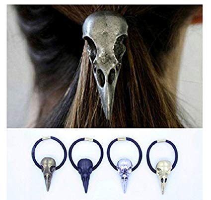 Wendingstan skulls Women Girls Hair Tie Rope Rubber Bands Elastic Ponytail Holders Pack of 4 (Black Golden Silver Bronze)