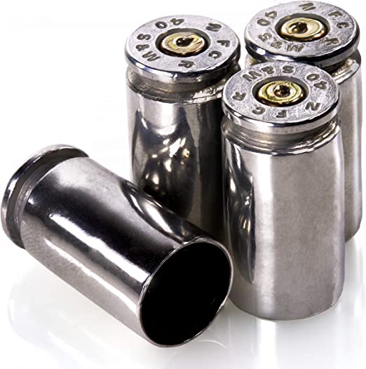 Lucky Shot Set of 4 Polished 40 Caliber Bullet Valve Stem Caps
