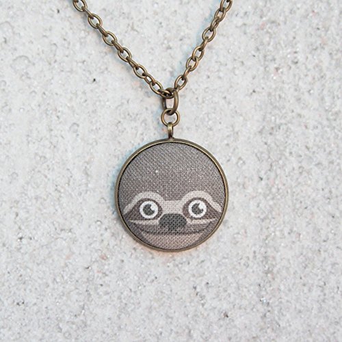 Sloth Fabric Button Pendant Necklace