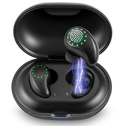 Wireless Headphones, Bluetooth Headphones 60H Playtime Deep Bass Stereo Sound 33-66 Feet Bluetooth Range V5.0 True Wireless Earphones Earbuds With Mic CVC 8.0 Noise Cancelling Headphones for Running