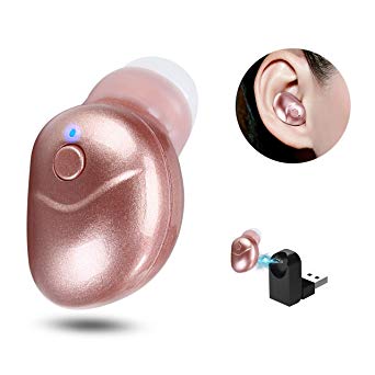 GUOER Bluetooth Earbuds, Mini Wireless Invisible Car Bluetooth Earpiece Headset with Mic Hands-Free Calling Compatible for Smartphone Apple iPhone X (Rose Gold, 1 Piece)