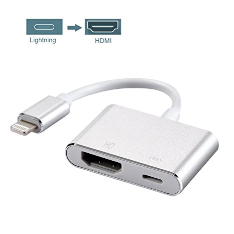 Lightning to HDMI, RayCue Lightning Adapter Cable, 1080P HDMI AV Cable, HDMI Sync Screen Connector with Lightning Charging Port for Select iPhone/iPad Models, Support iOS 11 and before No APP Needed