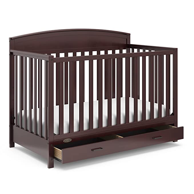 Graco Benton 5-in-1 Convertible Crib with Drawer (Espresso) - Undercrib Storage Drawer, Converts to Toddler Bed, Daybed, and Full-Size Bed