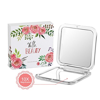 Jerrybox Compact Mirror, 10× Magnification   1× Mirror, Pocket-size, Travel Mirror