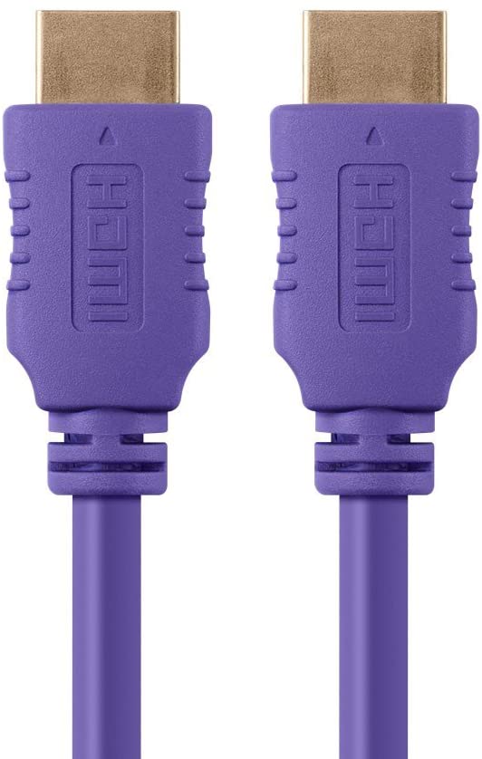 Monoprice HDMI High Speed Cable - 10 Feet - Purple, 4K@60Hz, HDR, 18Gbps, YUV 4:4:4, 28AWG - Select Series