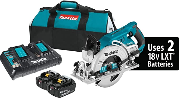 Makita XSR01PT 18V x2 LXT Lithium-Ion (36V) Brushless Cordless Rear Handle 7-1/4" Circular Saw Kit (5.0Ah) (Renewed)