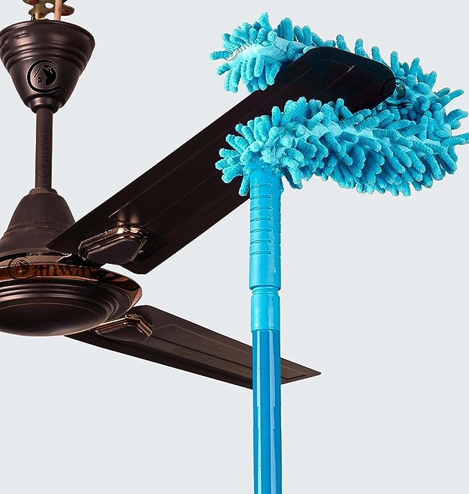 Canway Fan Cleaning Duster for Multi-Purpose Cleaning of Home, Kitchen, Car, Office with Long Rod (Blue)